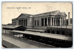 1910 Burlington Station Train Scene Omaha Nebraska NE Posted Vintage Postcard