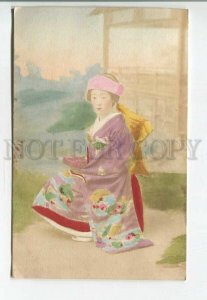 481715 Japan girl geisha kimono Vintage tinted postcard