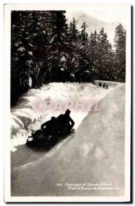 Old Postcard of Sports & # 39hiver Ski Bobsleigh track and race