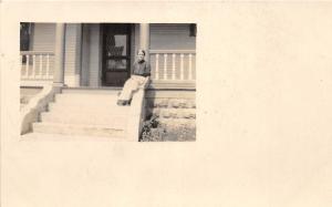 B13/ Athens Ohio Postcard Real Photo RPPC 1910 Ohio University Woman Porch 12