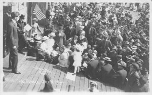 RPPC HOLIDAY SPEECH & CROWD NOME ALASKA REAL PHOTO POSTCARD JULY 4TH 1914