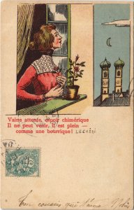 PC HUMOR, VAINE ATTENTE, ESPOIR CHIMÉRIQUE, Vintage Postcard (B40669)