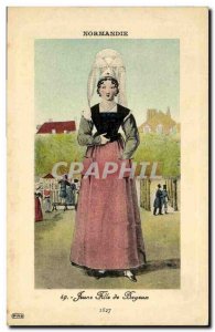 Postcard Old Bayeux Girl Folklore Costume Headdress 1827