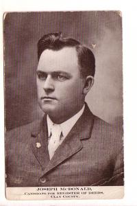 Joseph Donald, Candidate for Register of Deeds Clay County Minnesota, Used 1908