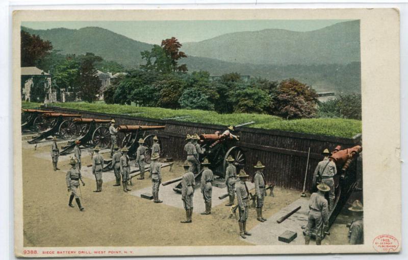 Siege Gun Battery West Point Military Academy Hudson River New York postcard