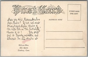 DANBURY CT McLEAN BROS. SOLE AGENTS ADVERTISING ANTIQUE POSTCARD
