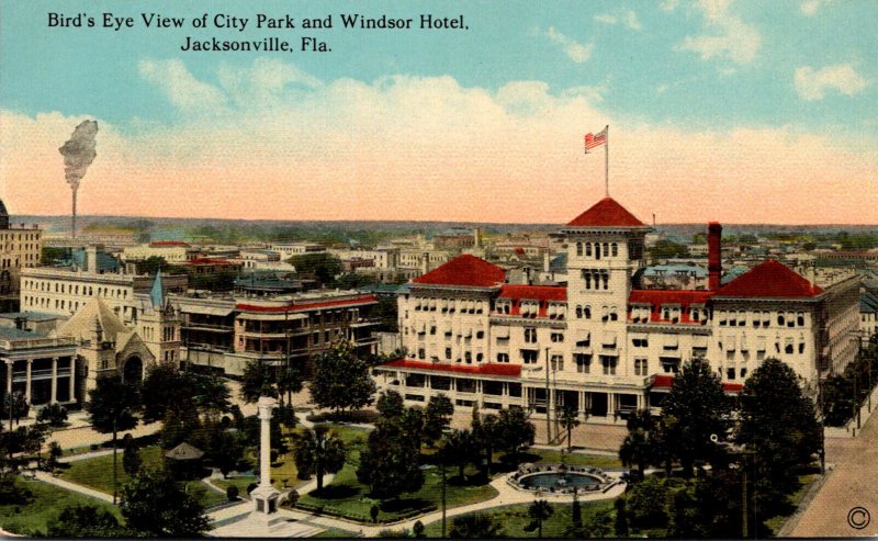 Florida Jacksonville Birds Eye View Of City Park and Windsor Hotel