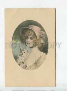 3177579 EASTER Lady KITTEN PUSSY by WICHERA Vintage VIENNE PC