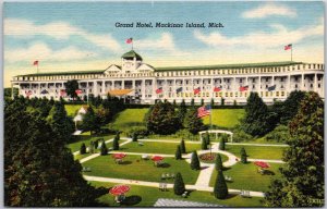 Grand Hotel Mackinac Island Michigan MI Landscaped Grounds Building Postcard