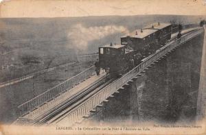 Langres France Train Engine on Bridge Antique Postcard J69971