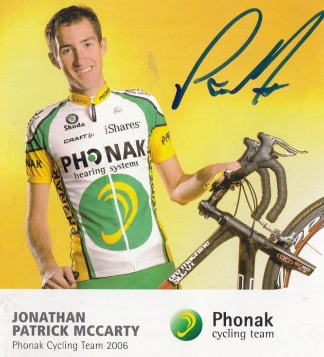 Jonathan Patrick McCarty Cycling Cyclist Champion Phonak Team Hand Signed Photo