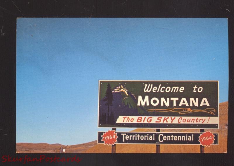 WELCOME TO MONTANA THE BIG SKY COUNTRY VINTAGE HIGHWAY SIGN POSTCARD