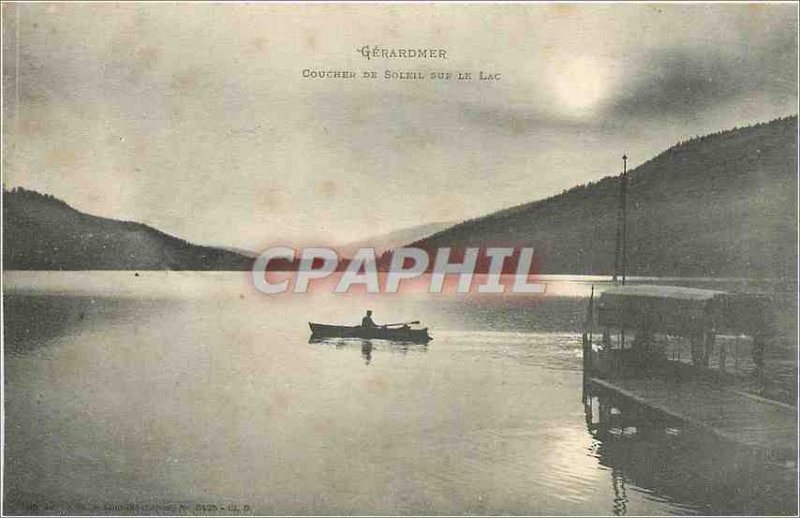 Old Postcard Gerardmer Sunset on Lake