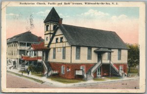 WILDWOOD-BY-THE-SEA NJ PACIFIC & BURK AVENUES CHURCH ANTIQUE POSTCARD