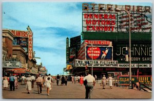 Vtg Atlantic City New Jersey NJ Ten Mile Boardwalk Steel Pier Entrance Postcard