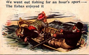 Humour Couple Fishing We Went Out Fishing For An Hour's Sport1930