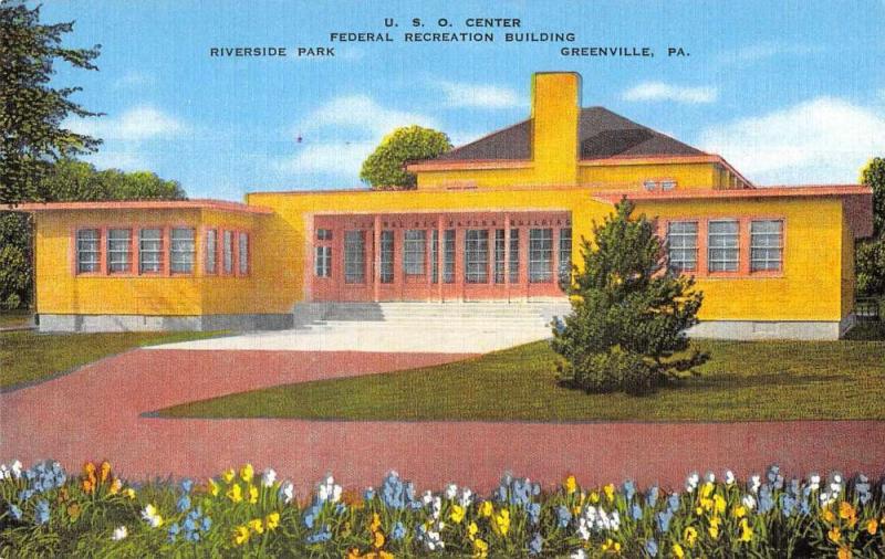 Greenville Pennsylvania U. S. O. Center Federal Rec Bldg antique pc Z43392