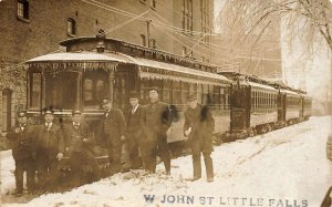 Little Falls NY W. John Street Trolly Cars Real Photo Postcard