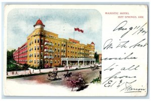 Majestic Hotel Building Horse Carriage Hot Springs AR Mail From Hotel Postcard