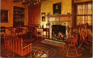 Upstairs Living Quarters Dowling House Galena Illinois IL Fireplace Postcard VTG 