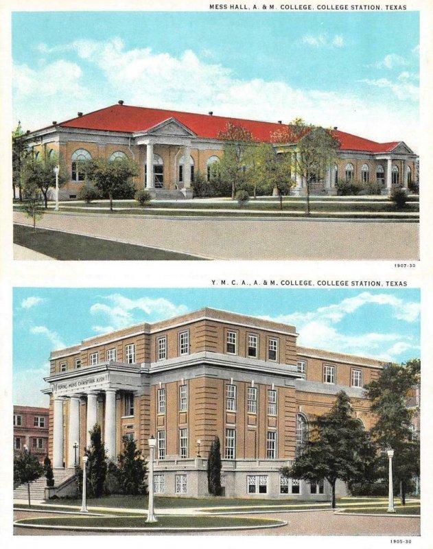 2Postcards COLLEGE STATION TX Texas  MESS HALL & YMCAA & M College ca1920s