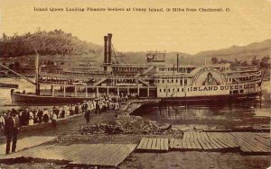 Steamer Island Queen Dock Coney Island Amusement Park Cincinnati Ohio postcard