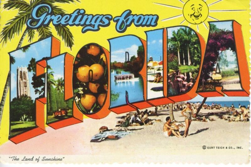 Greetings From Florida FL Large Letter Curt Teich c1978 Postcard D26