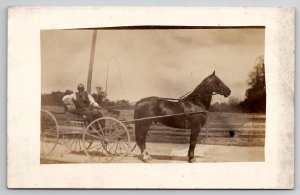 RPPC Older Gentleman in Horse Drawn Carriage Buggy Along Road Postcard B26