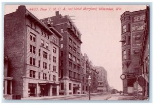 1911 New Y.M.C.A. Hotel Maryland Exterior Building Milwaukee Wisconsin Postcard 