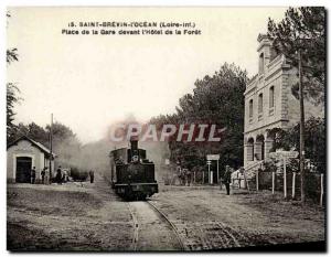 Postcard Old Saint Brevin l & # 39ocean Place De La Gare & # 39Hotel In front...