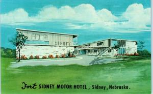 SIDNEY, NE Nebraska   FORT SIDNEY Motor HOTEL   c1950s-60s   Roadside  Postcard