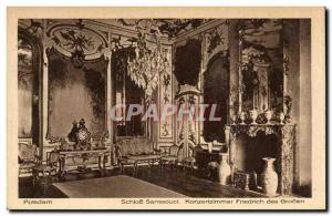 Old Postcard Schloss Sanssouci Potsdam Konzerzimmer Friedrich des Grossen