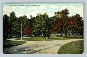 Hamilton OH, View In Fourth Ward Park, Vintage Ohio Postcard 