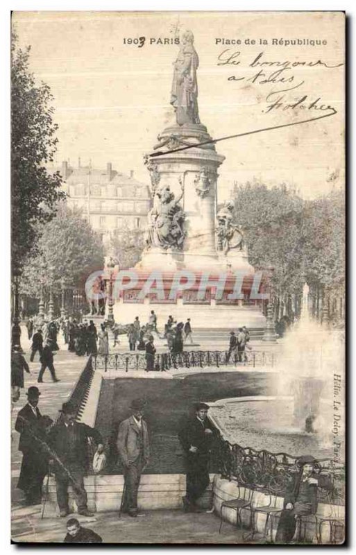 Old Postcard Paris Place de la Republique