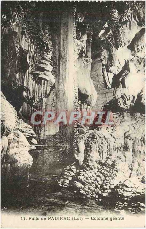 Old Postcard Well of Padirac (Lot) Geante Column