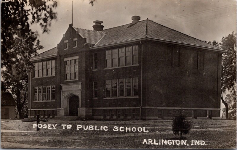 Real Photo Postcard Posey Township Public School in Arlington, Indiana