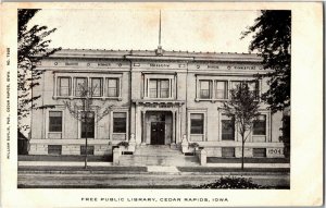 Free Public Library Undivided Back Cedar Rapids IA Vintage Postcard B34