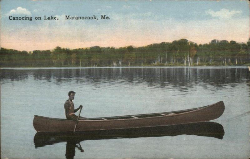 Maranacook ME Canoe Canoeing c1910 Postcard