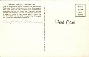 Vtg Potomoc River Chesapeake Bay Point Lookout Maryland MD Postcard