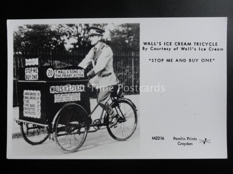 WALL'S ICE CREAM TRICYCLE Stop Me & Buy One - Pamlin Print RP Postcard M2216