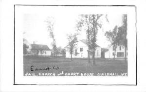 Guildhall Vermont view of Essex Co Court House jail church real photo pc Z22575