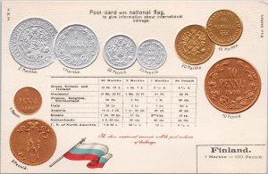 Finland Coin Card National Flag Unused HSM Postcard E81