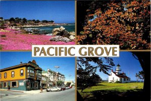 Pacific Grove, CA California  STREET SCENE~PINOS POINT LIGHTHOUSE+  4X6 Postcard