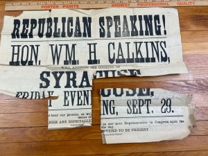 Antique 1882 William Calkins Republican Political Speech Poster Syracuse Indiana