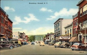 Hornell New York NY Broadway Street Scene Majestic Theatre Vintage Postcard