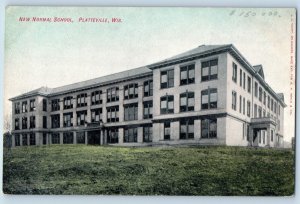 Platteville Wisconsin WI Postcard New Normal School Building Exterior View 1910