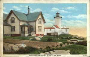 Gloucester MA Eastern Point Lighthouse c1920s White Border Postcard