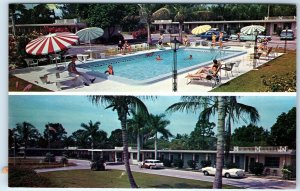 c1950s Fort Myers, FL Edisonian Court Motel 50s Mid-Century Pool Scene Cars A317