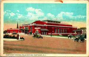 Antique Autos Central Falls Station Pawtucket RI Rhode Island UNP WB Postcard A4