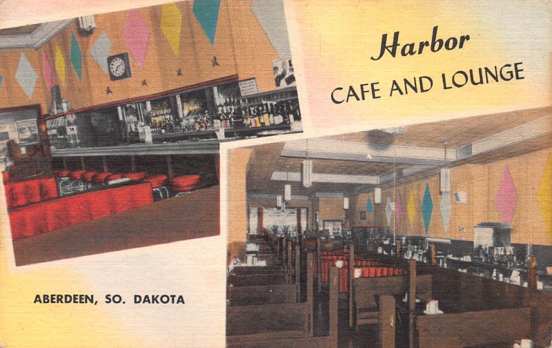 Harbor Cafe & Lounge, Aberdeen, South Dakota, Early Linen Postcard, Unused